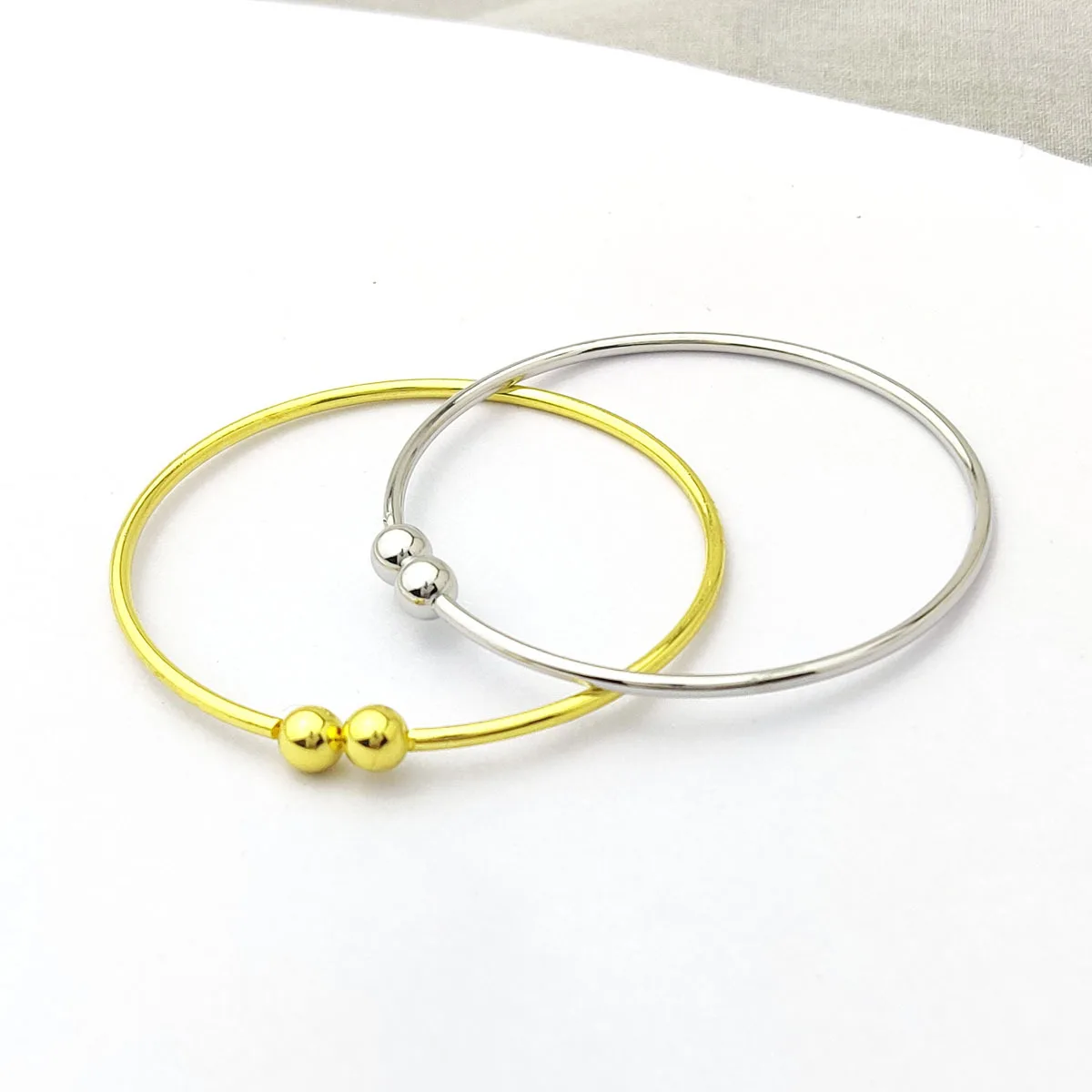 schoolgirl Sisters Fashion Classic stainless steel Italy bracelet with open C-shaped double bead bracelet as small gift for you