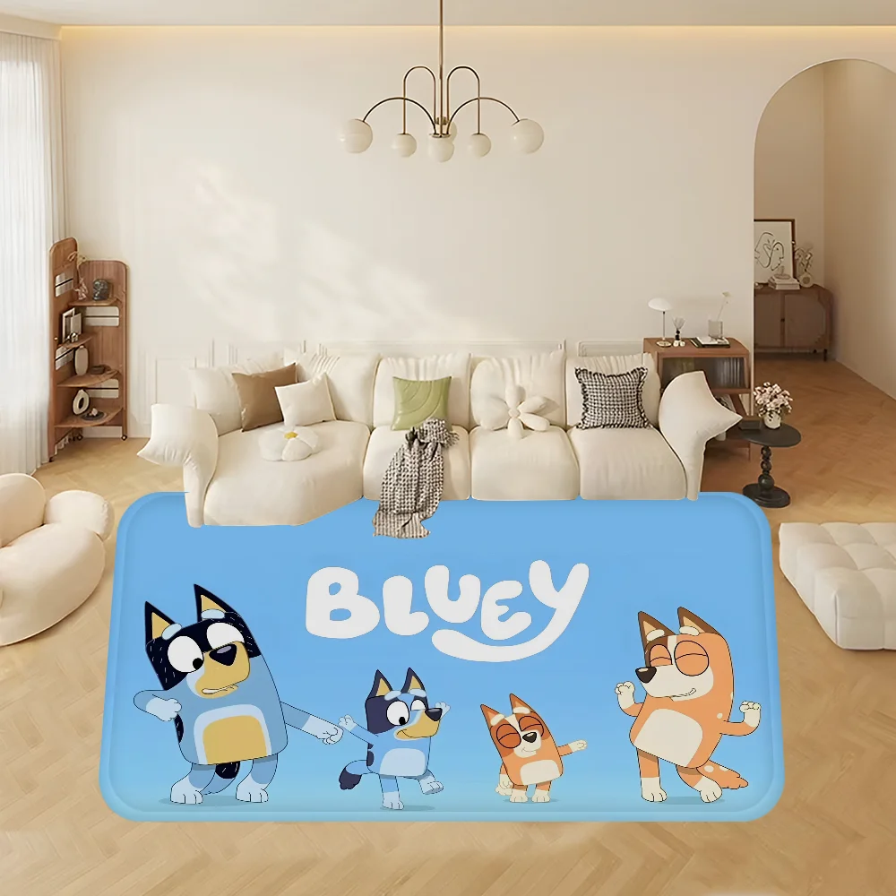 B-Bluey B-Bandit-Chilli Floor Mat Bathroom Mat Kids Room Bedroom Decoration Balcony Anti-Slip Doormat Living Room Welcome Rug