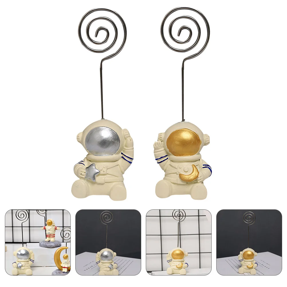 

2pcs Astronaut Table Number Holders Reusable Stand For Wedding Birthday Party Menu Photo Clip Desktop Organizer Memo Clamp