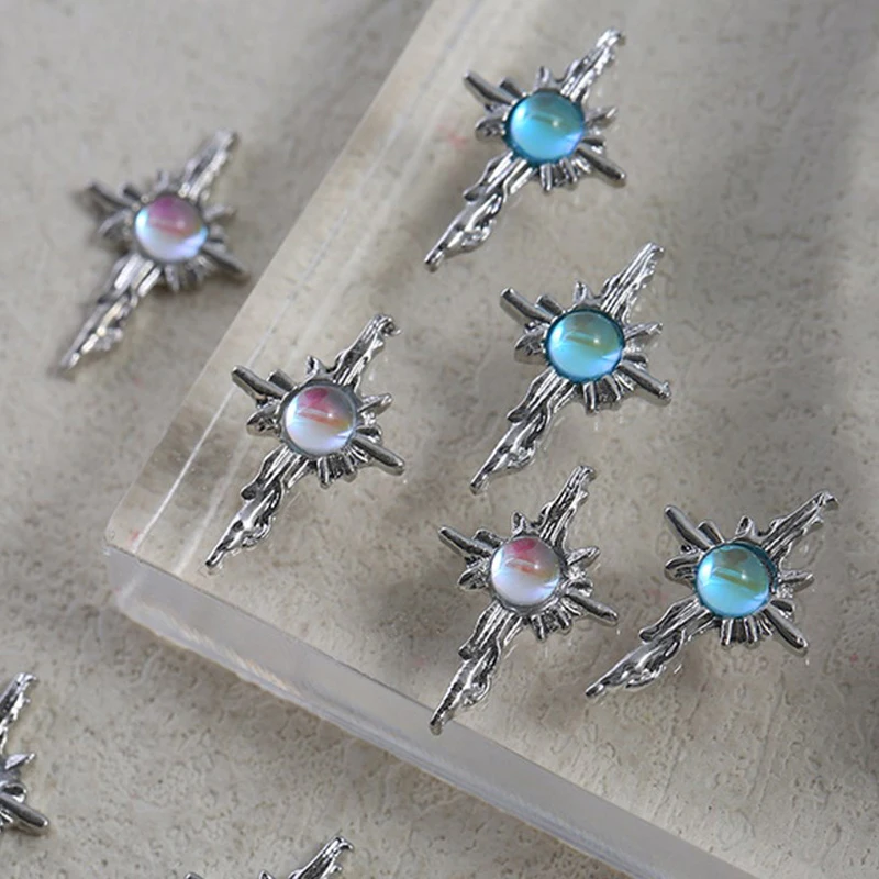 5pcs 3D Alloy Nail Charms Decorations Cross Star Accessories Glitter Rhinestone Nail Parts Nail Art Materials Supplies