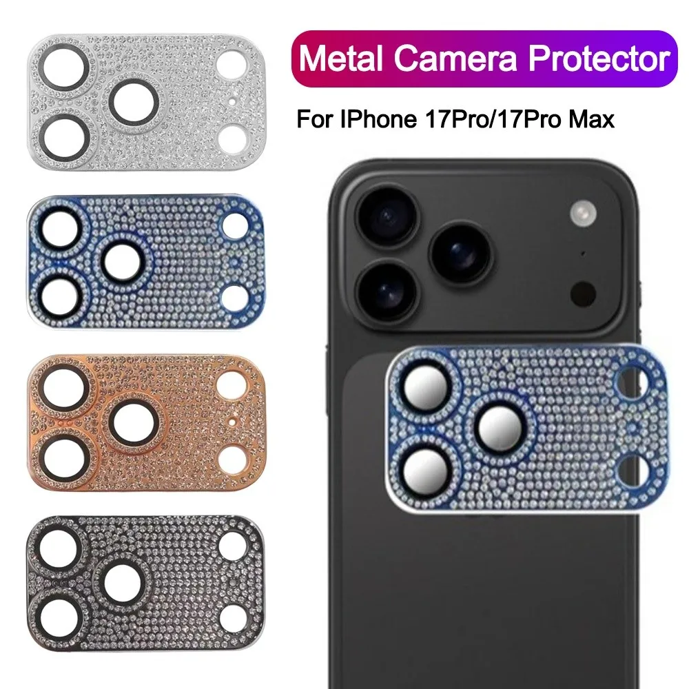 Full Cover Bling Diamond Lens Film Camera Lens Protector Case For IPhone 17 Pro Max 17 Rhinestone Glitter Metal Screen Protector