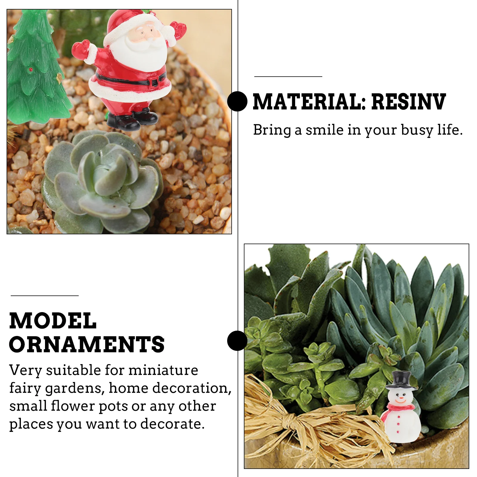 

8pcs Snowman Elk Decorations Resin Christmas Ornaments Mini Desktop Holiday Crafts Festive Party Supplies Garden Statue