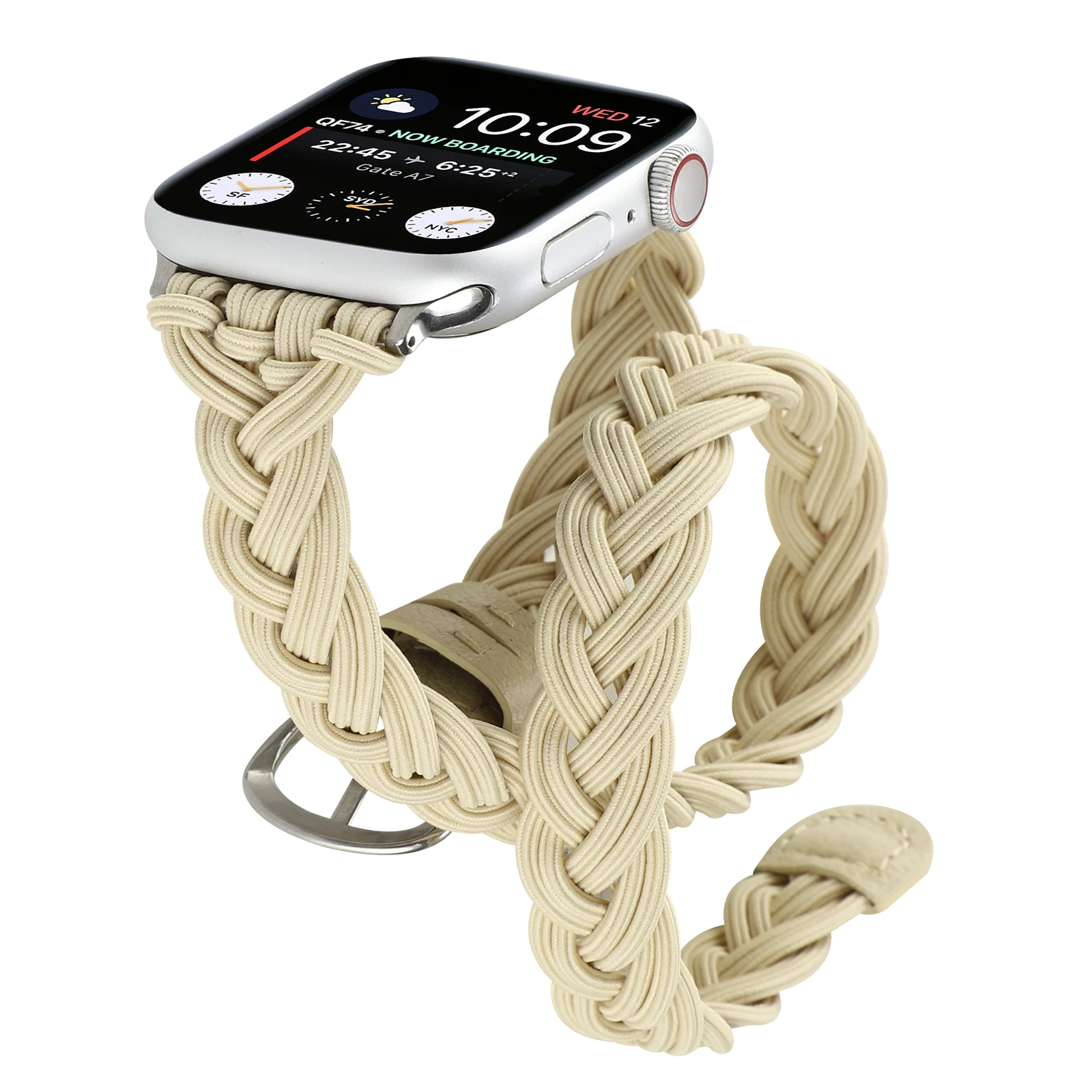 Correa para Apple Watch pulsera banda trenzada elástica de doble bucle para 49mm 45mm 44mm42mm41mm40mm38mm correa trenzada a mano para Iwatch