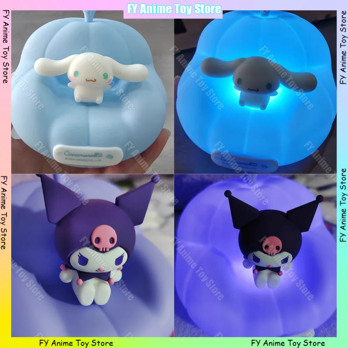 Famiglia Sanrio Divano morbido e flessibile Piccola luce notturna Melody Kuromi Cinnamoroll Carica USB Camera da letto Comodino Ornamento Regalo