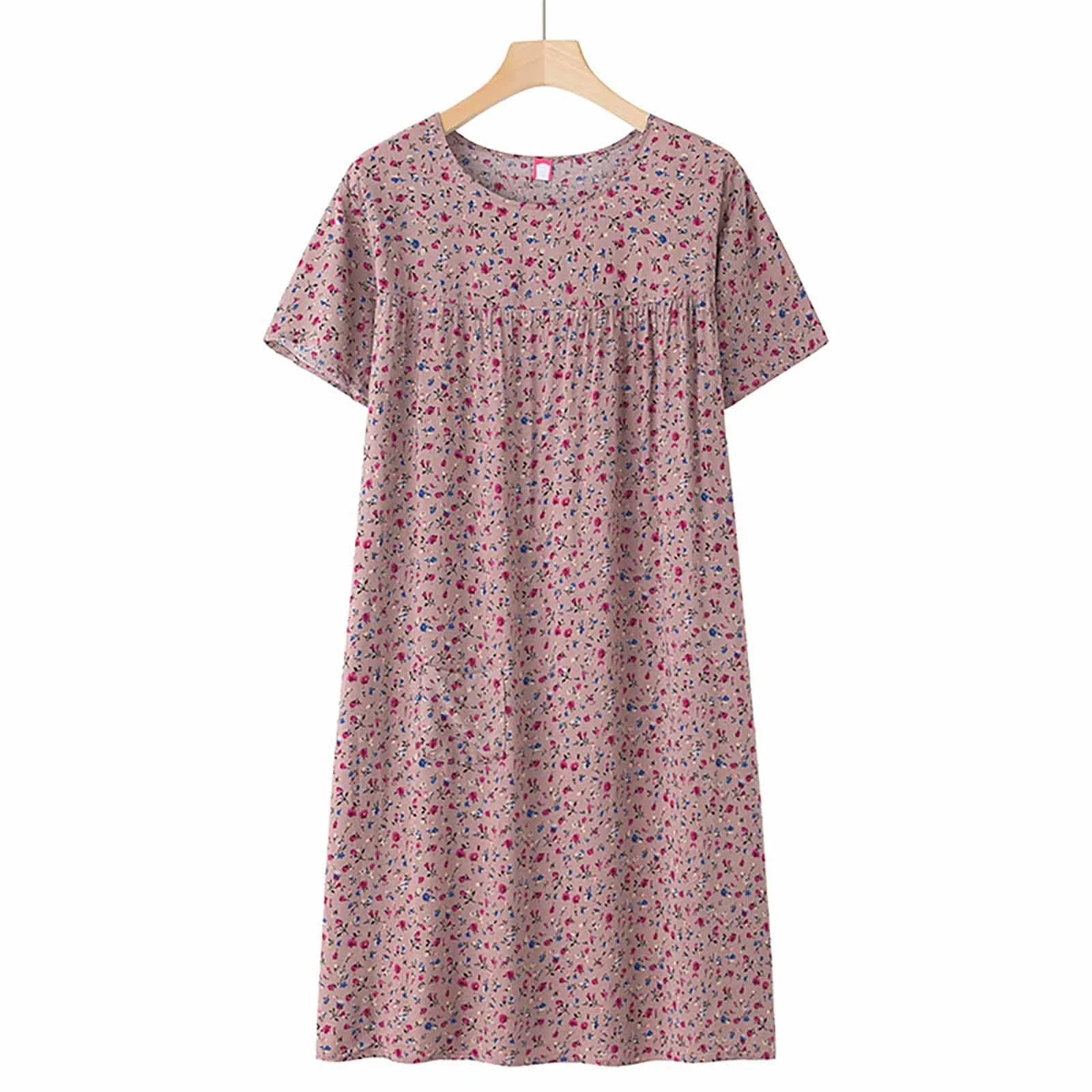 

Middle-Aged And Elderly Sleepwear Homewear Short-Sleeved Female New Spring and Summer Elderly Sleepwear Loose Homewear Dresses