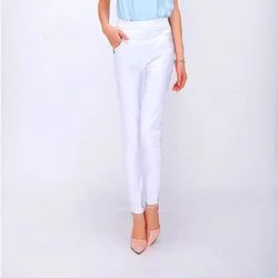 Spring Autumn Women's Clothing Elastic High Waisted Solid Color Pockets Button Casual Pencil Trousers Korean Fashion Pants