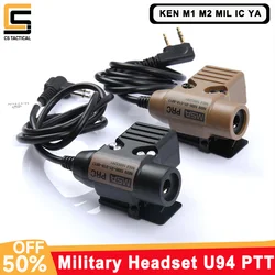 Military U94 PTT Baofeng Tacical Headset PTT For Earmor Comtact Headphone Hunting Headset U94PTT Fit Kenwood Motorola Plug