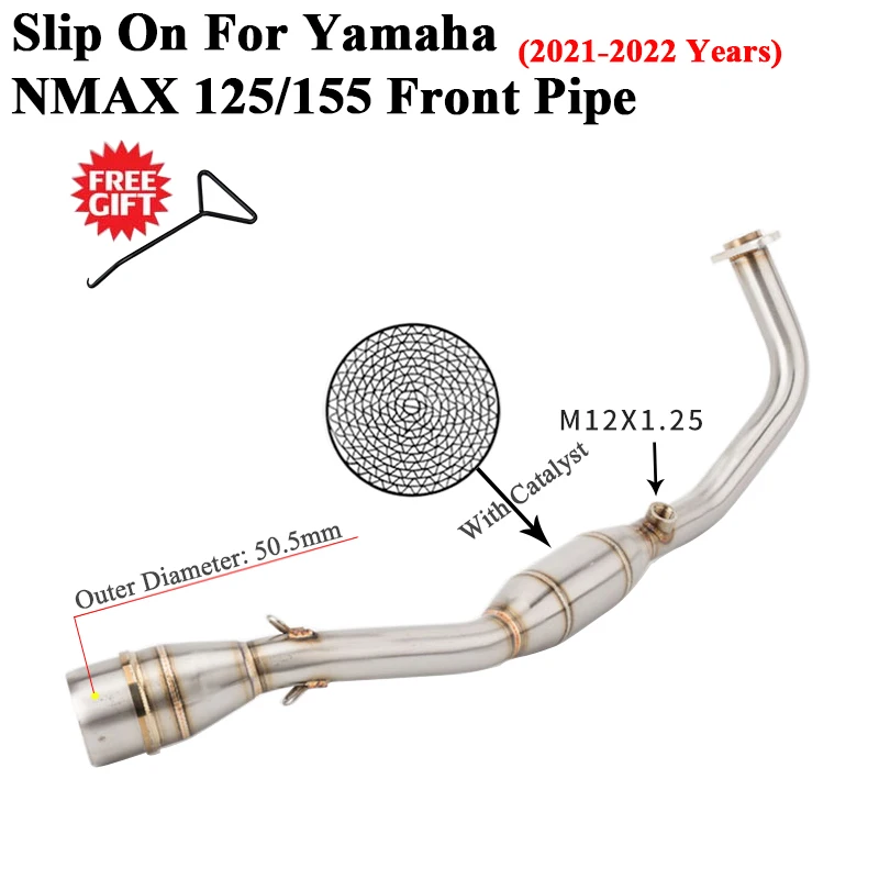 Slip On For Yamaha NMAX 125 155 NMAX125 NMAX155 2021 2022 Motorcycle Exhaust System Front Link Pipe Escape With Catalyst Bracket