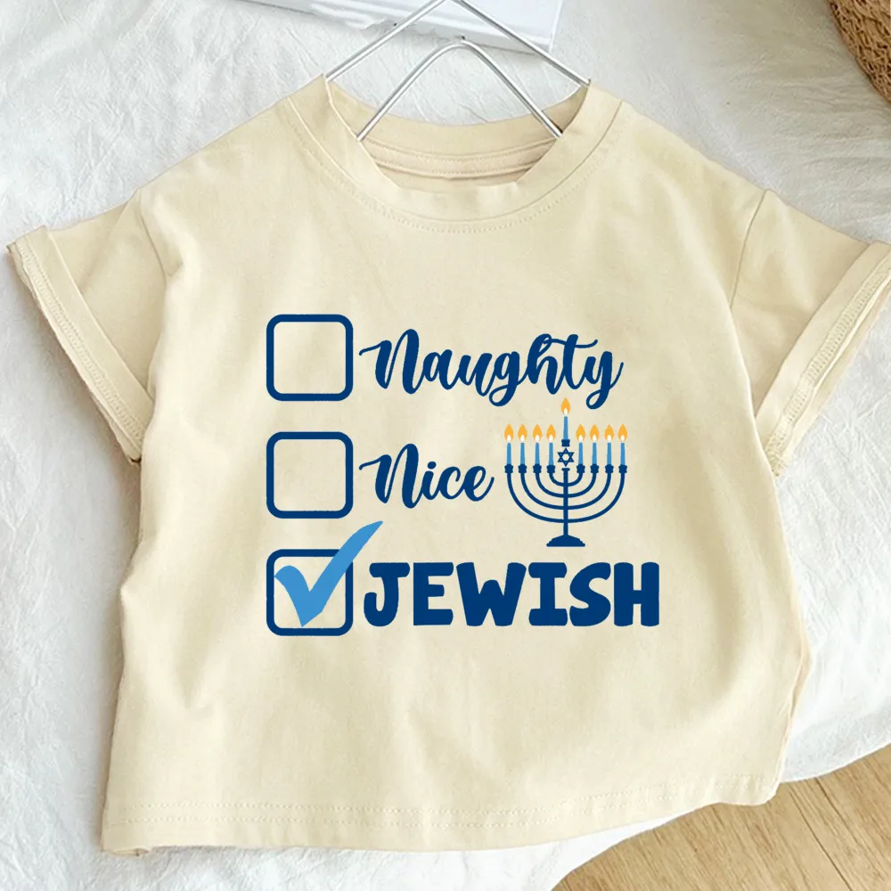 Happy Hanukkah Printed Kids Retro Shirts Chanukah Child Outfit Tops Jewish Holiday Boys Girls Clothes Children Short Sleeve Tee