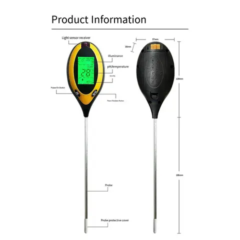 Soil PH Tester 4 in 1 PH Light Moisture Acidity Tester Soil Tester Moisture Meter Plant Soil Tester Kit for Flowers