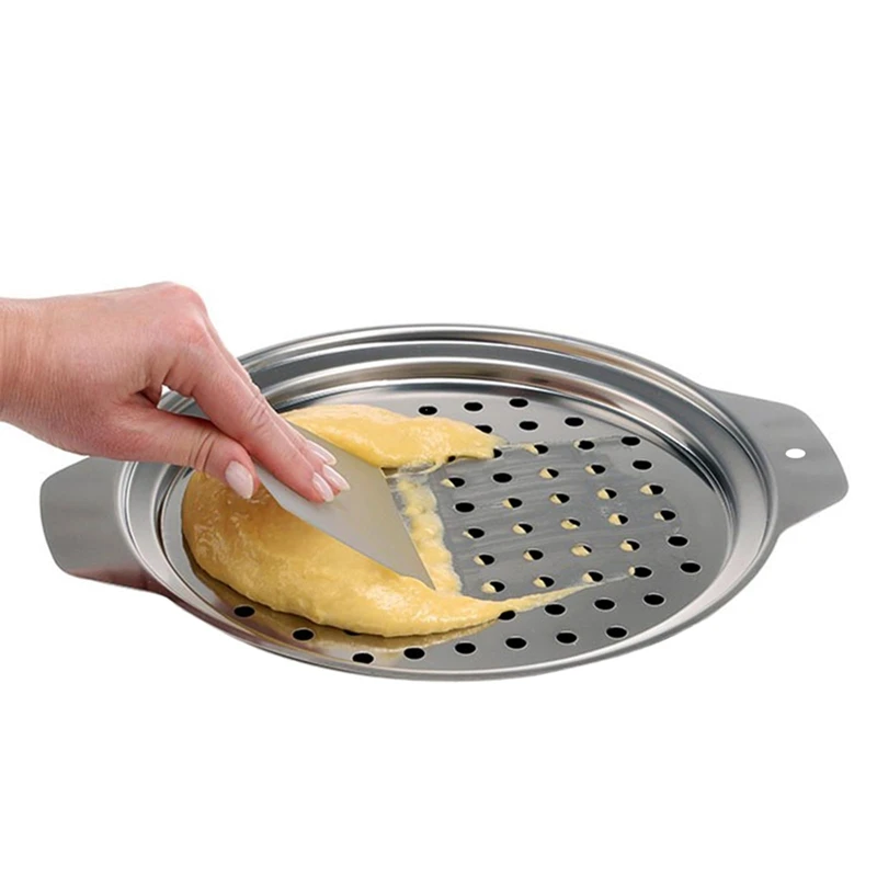 

AT35 Stainless Steel Spaetzle Maker Lid With Scraper Traditional German Egg Noodle Maker Pan Pot Spaghetti Strainer