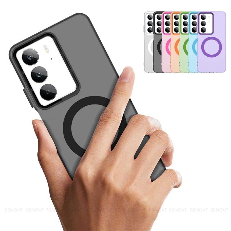 

For Cover Realme 14X Case Realme 14X Capas New Bumper Transparent Wireless Charging Annular Magnetic Matte Funda OPPO Realme 14X