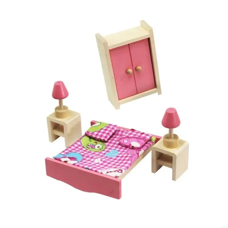 Mobili in miniatura case per bambole modella camera da letto soggiorno cucina sala da pranzo set giochi realistici 1:12 p31b