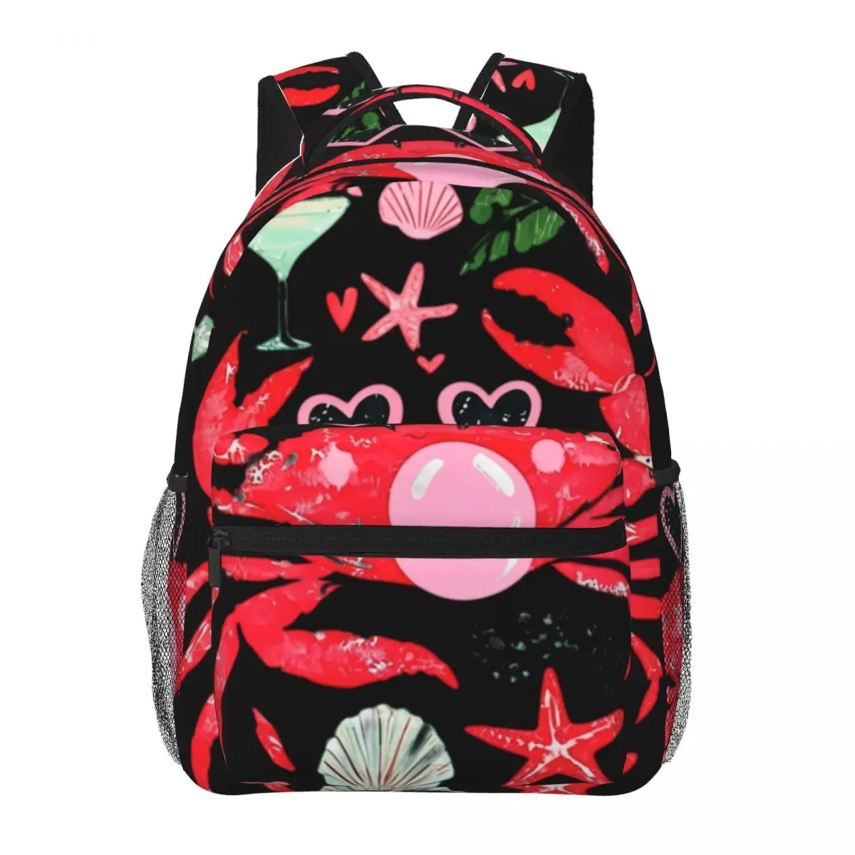 BP0156 - Clustered Crab Heart Sunglasses Cocktail - Coastal Summer Illustration - Red Pink Green White