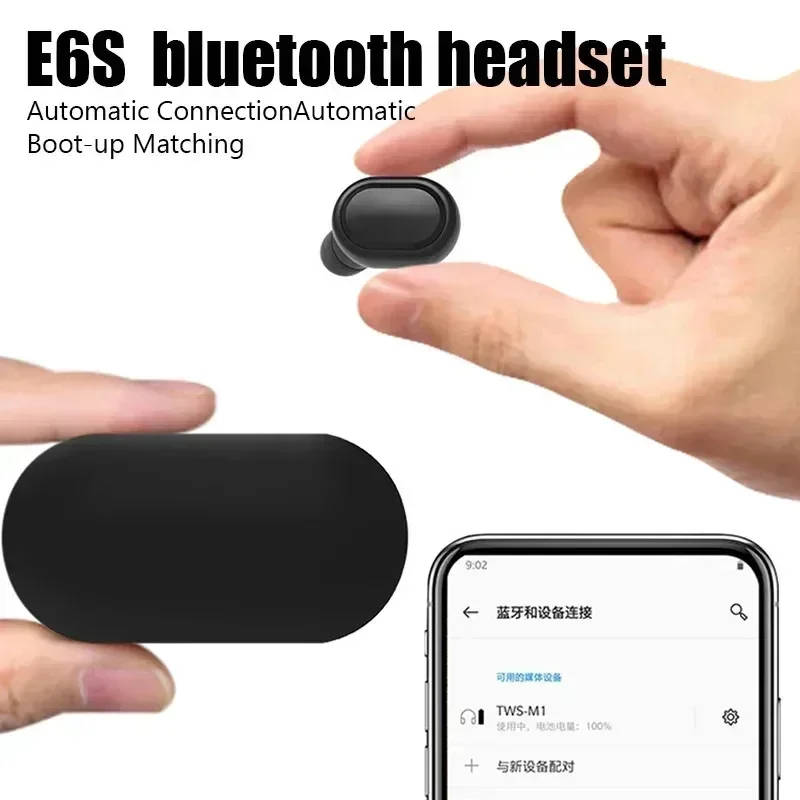 TWS E6S Bluetooth Earphones Wireless Bluetooth Headset Noise Cancelling Headsets With Microphone Headphones For phone image 5