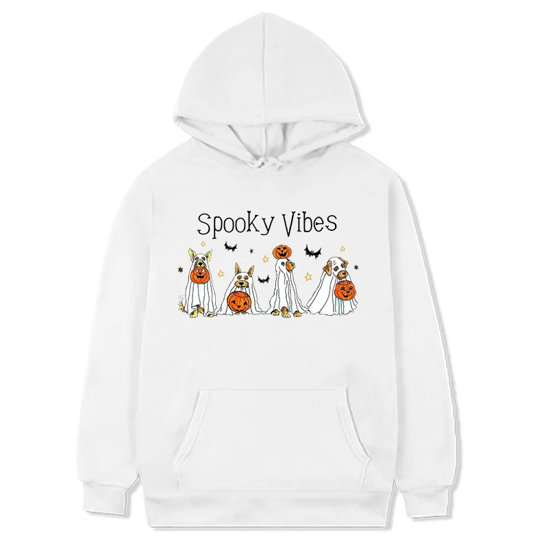 Halloween Sweatshirt Ghost  Hoodie Halloween Dog Sweatshirt Happy 2023 Halloween Clothes Retro Spooky Season Clothes m