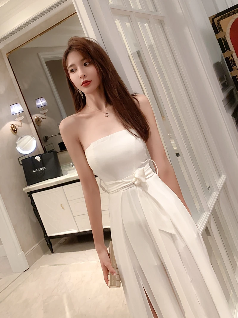 

Модный комбинезон на одно плечо с высокой талией и широкими штанинами, сладкий комбинезон с запахом на груди, сексуальный длинный женский комбинезон Godd Sle, кружевное сращивание