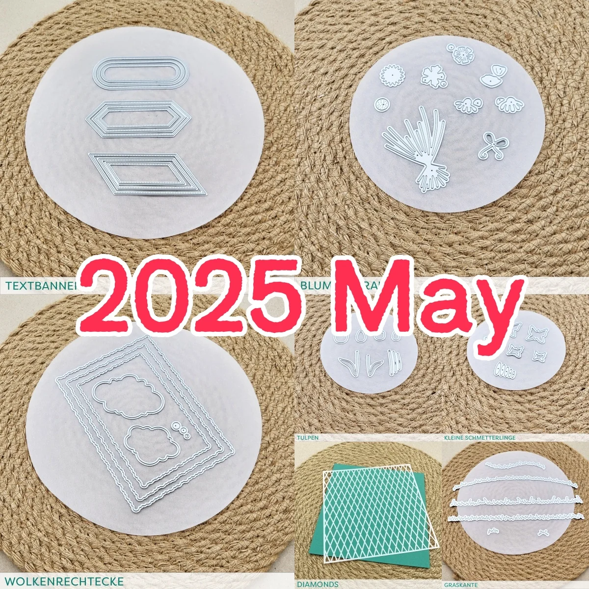 

2025 May Tulips Bouquet Banner Butterflies Metal Cutting Dies Layering Stencils Scrapbook DIY Photo Decorative Emboss Flower Fol