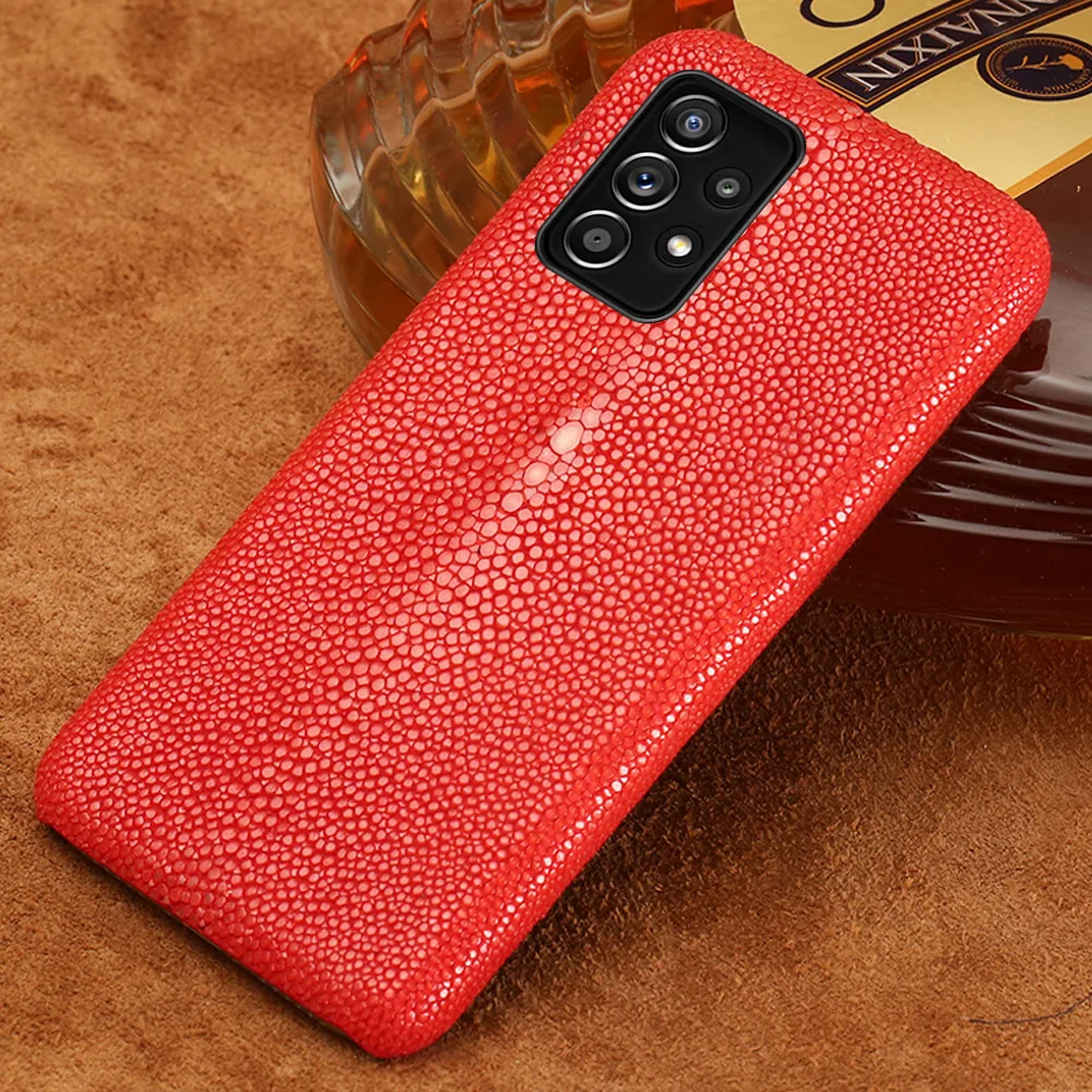 

100% Genuine Stingray Leather Cover Case For Galaxy A55 A54 A53 5G S24 S23 S22 Ultra S22 S21 Plus S23 FE Note 20 10 Plus