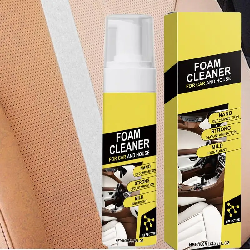 Multifunctional Auto Interior Cleaning Spray 100ml Multi-Purpose Foam Cleaner Car Wash Maintenance Spray Leather Cleaning Spray