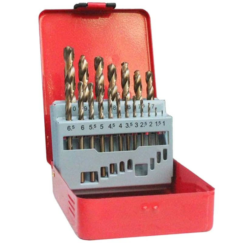 19-Piece Set Cobalt Drill Bit Set 1.0-10mm M35 Carbide Drill Bits 5% Cobalt Twist Drill HSS Metric Drill Bits Set