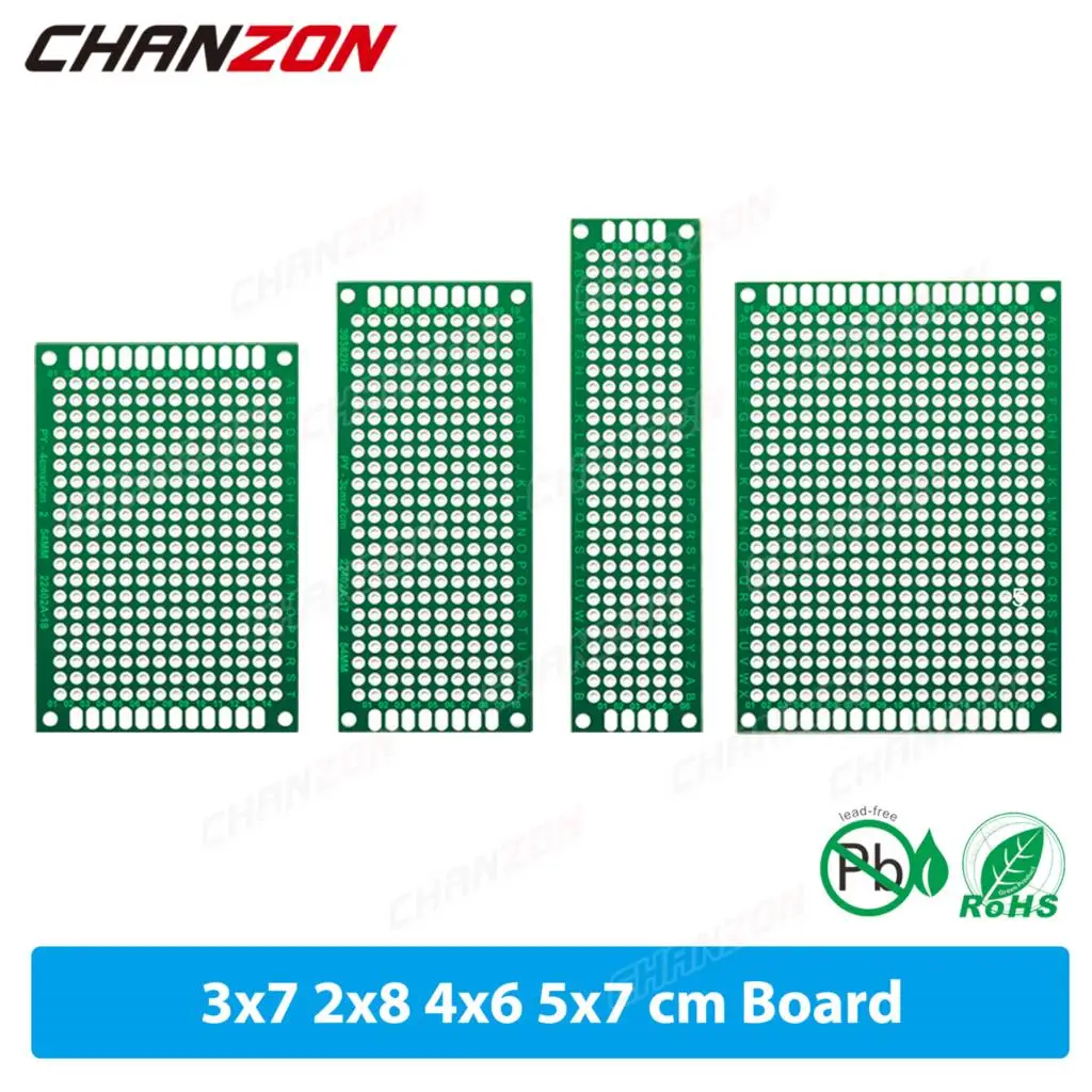 20 Pcs ( 2X8 3X7 4X6 5X7 ) Double Sided Printed Universal Circuit PCB Board Tinned FR4 Protoboard Prototype Perfboard Kit Set