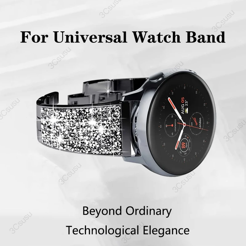 22mm 20mm metal diamond strap for Samsung Galaxy watch 3 Active 2 Huawei watch GT/2 Ladies Luxury Bracelet Strap for Amazfit GTR