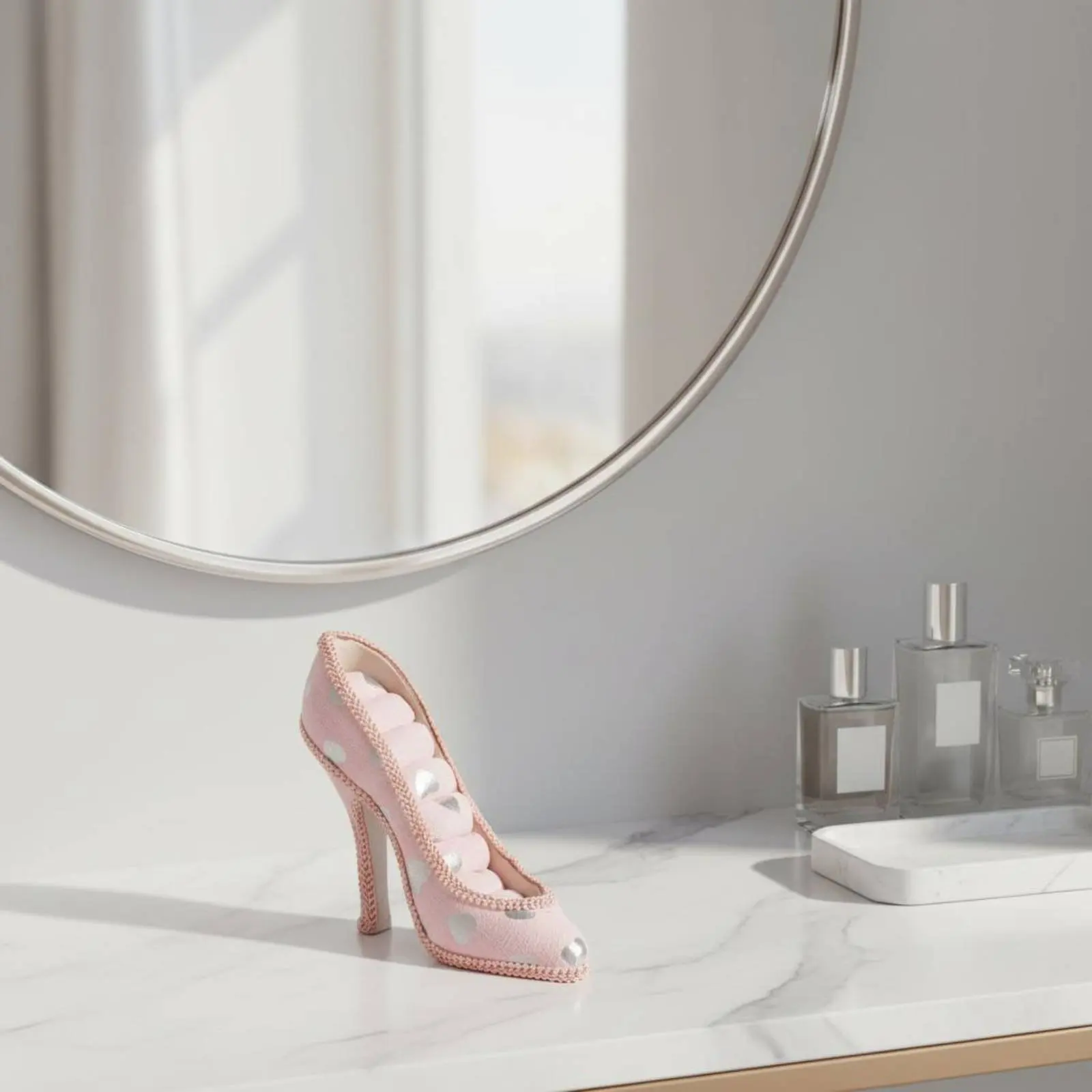 

High Heel Band Holder Textile Covered High Heel Jewelry Display Stand Shoe Shaped Jewelry Holder Decorative Shoe Band Stand