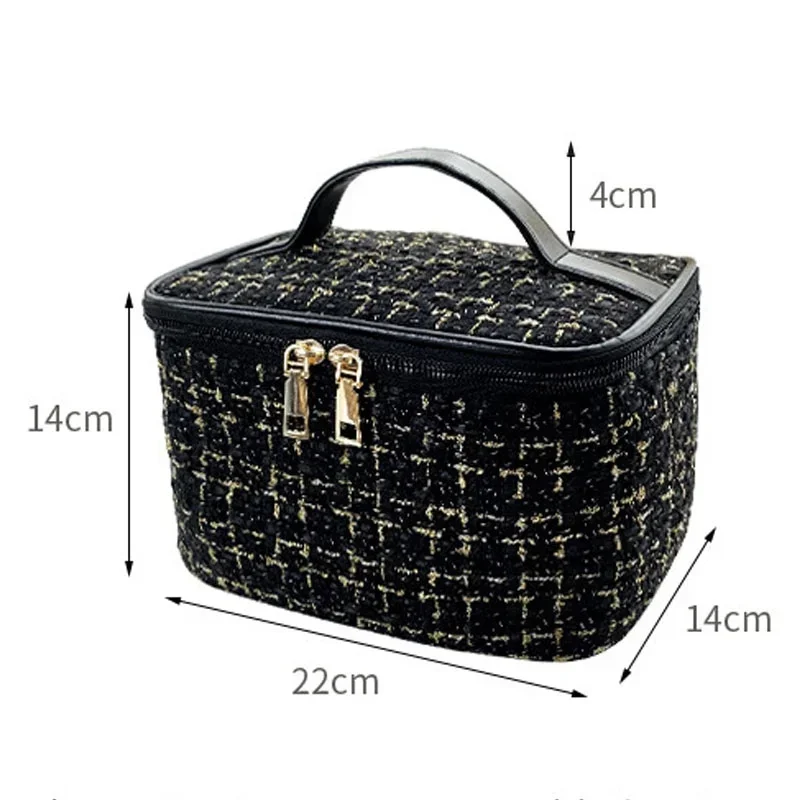 2024 Borsa da donna nuova Borsa per trucco stile lavorato a maglia Borsa per trucco portatile portatile portatile Borsa di stoccaggio grande alla moda BX101