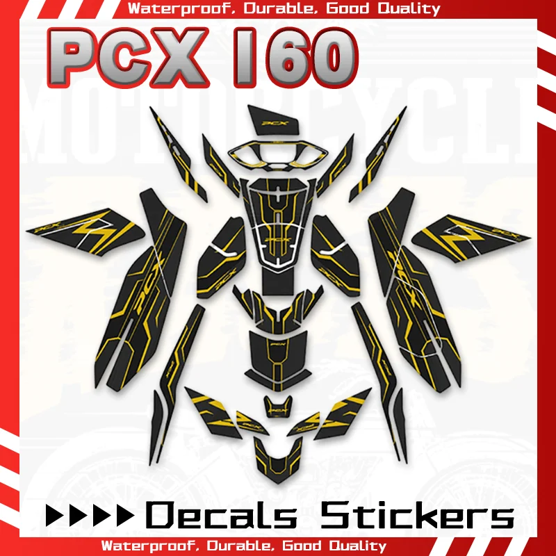 Stiker seluruh tubuh untuk Honda PCX160 pcx160 2021-2024 2023 2022 Aksesori stiker Panel sisi tubuh Gel 3D sepeda motor