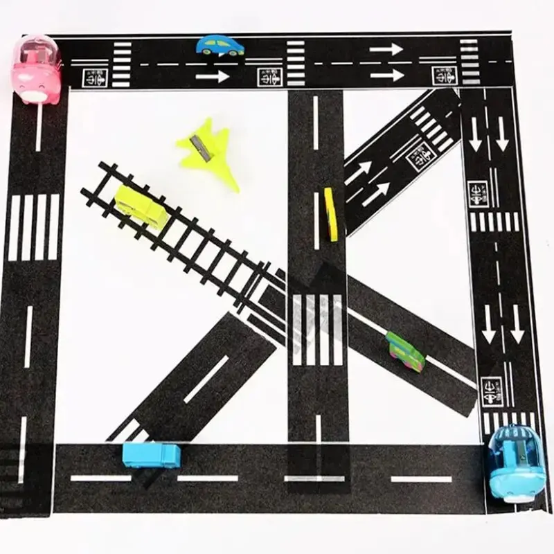 CHILDREN'S Cartoon DIY Road and Rail Traffic Washi Tape Railway Highway Tape