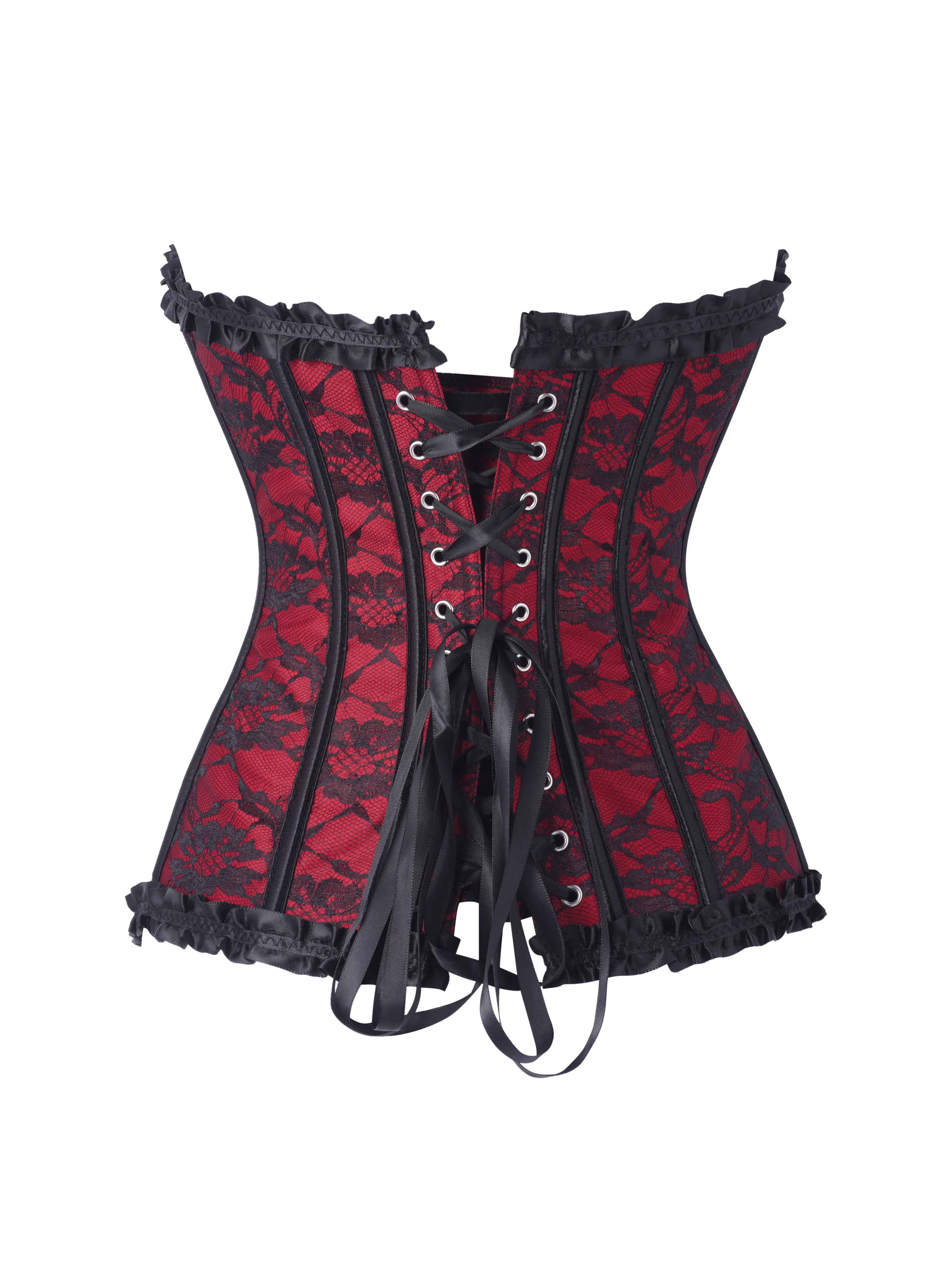 مشد كورت بدون حمالات مع دانتيل على شكل فراشة للنساء