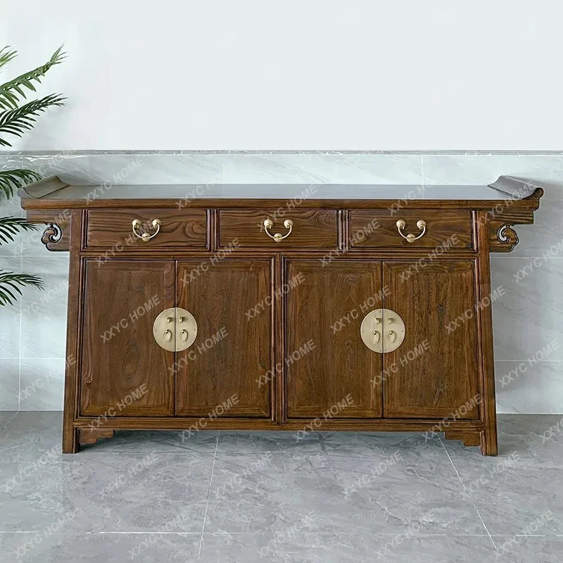 XXSolid wood antique simple entrance foyer decorative partition wine cabinet