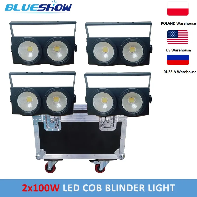 2 Eye 2x100w COB Blinder Light 200W COB Blinder Lights Cold White Warm White Audience Light LED Wash Beam Light Case Option