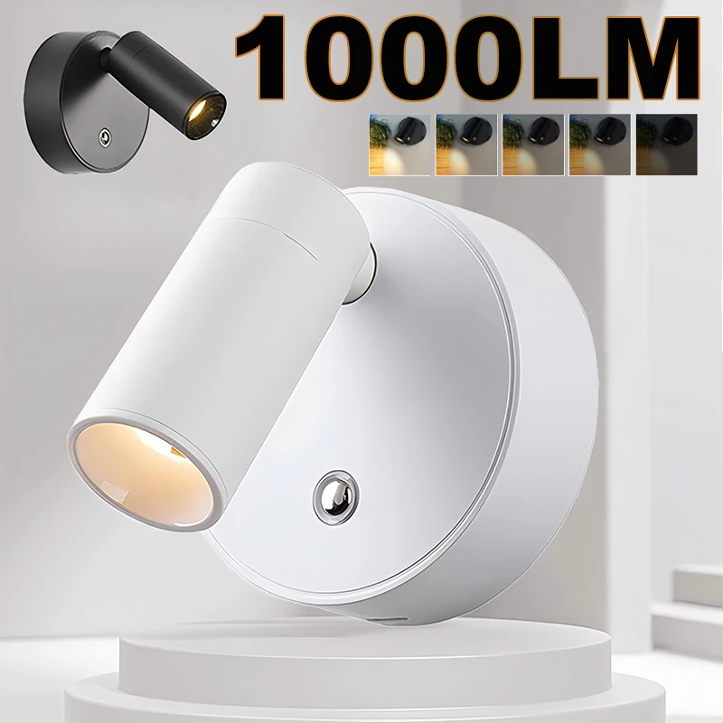 

350° Rotatable LED Wall Light Touch Control Wall Lamp 3Colors Desk Lights Wireless Night Lights For Bedroom