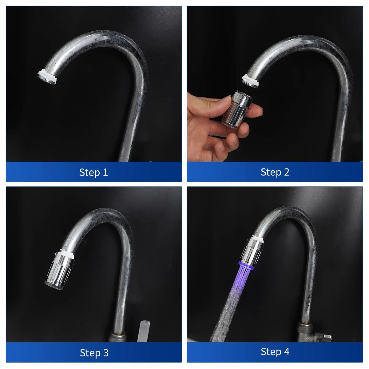 Hot  LED Temperature Sensitive Faucet Water Saving Kitchen Bathroom Sensor 7 Color Change Faucet Aerator Tap Nozzle Shower