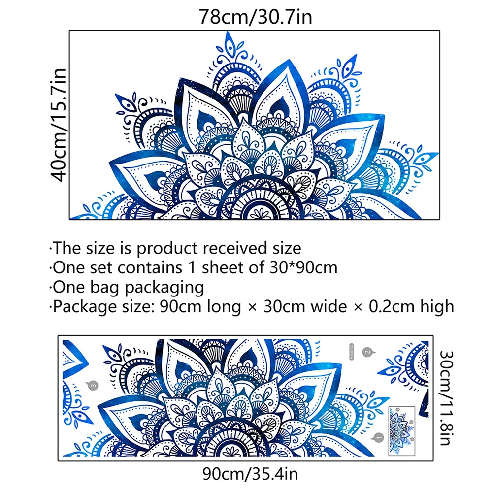 Mandala Lotus PVC Naklejka ścienna Eid Mubarak Lotus Flower Datura Zen Naklejki dekoracyjne Naklejka 30x90cm Dekoracja ścienna do domu — zdjęcie 6