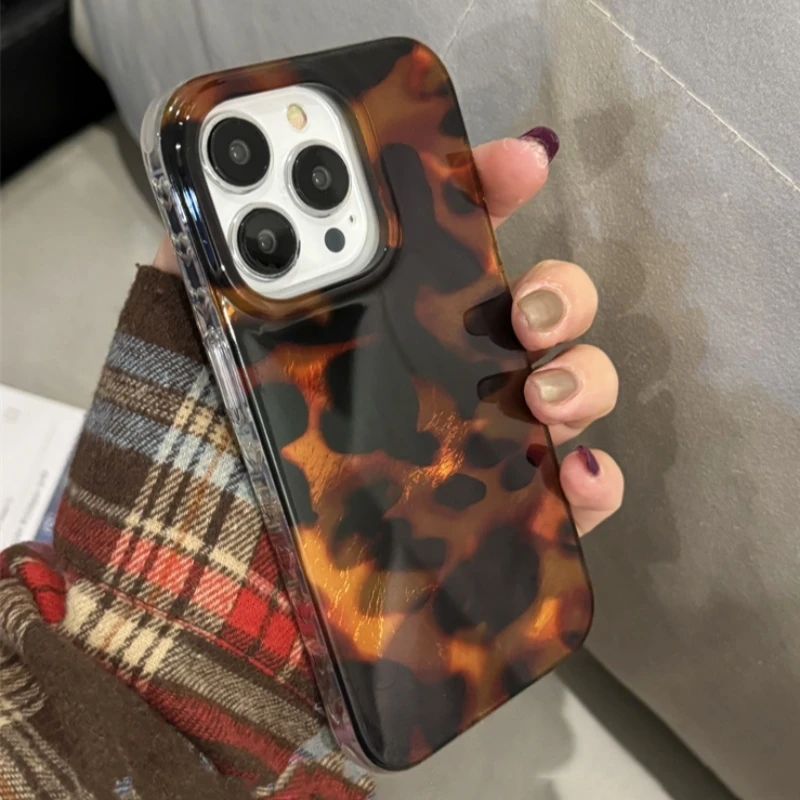 Stylish Tortoiseshell Leopard Pattern Phone Case for Oppo Reno11 Reno12 Reno10 Reno8 Reno7 Reno6 Z F T Pro 4G 5G Texture Cover