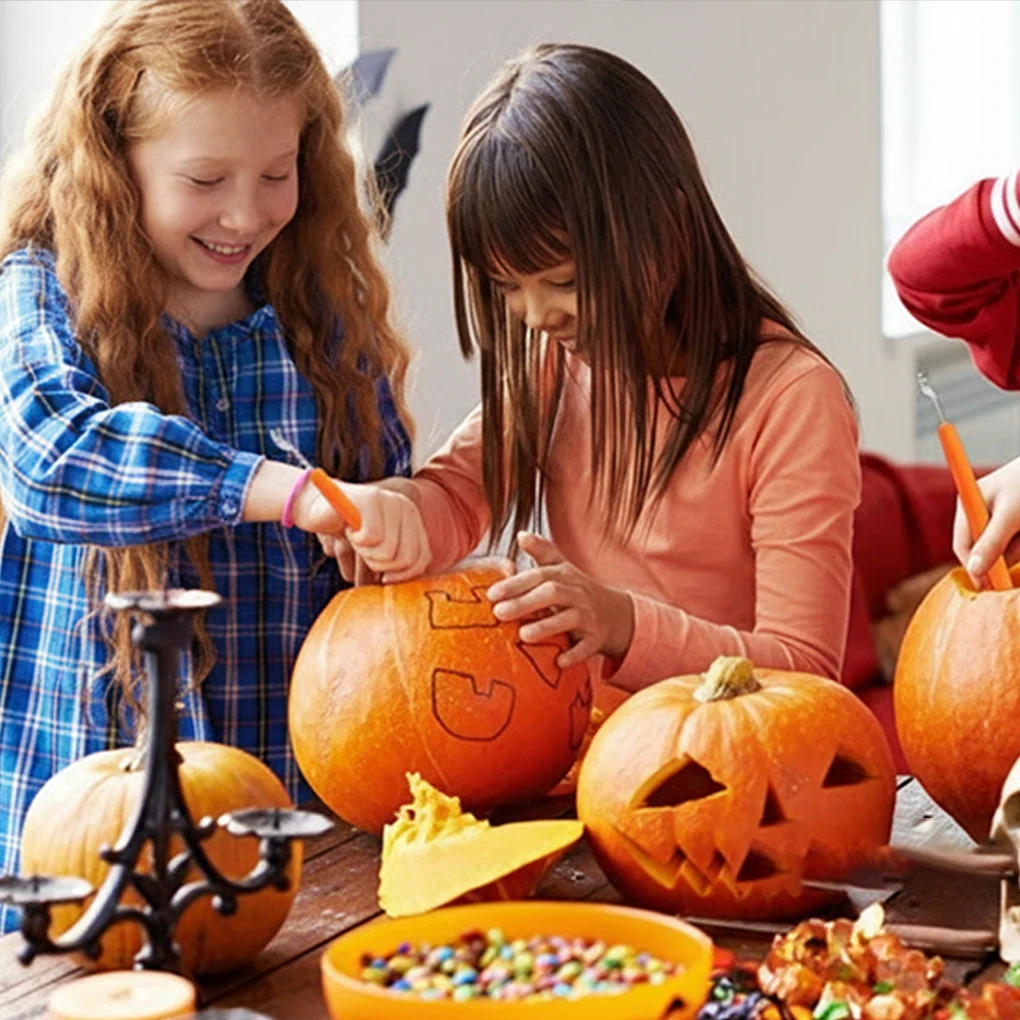 حار! 7 قطعة/المجموعة هالوين اليقطين DIY أدوات نحت سكين الفولاذ المقاوم للصدأ الفاكهة طبق نحت أداة مجموعة #2