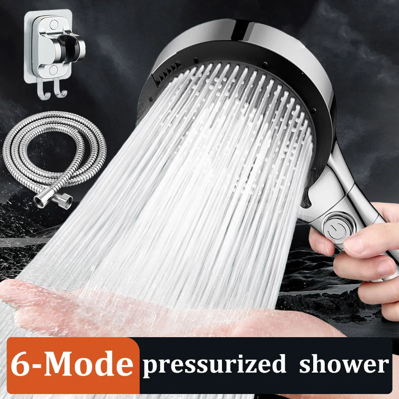 

6 Modes Rainfall Shower Head High Pressure Eco Portable Shower Head with Filter Handheld Hotel Bathroom Accessories Supplies
