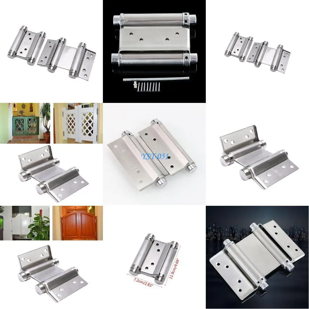 

E15A Double Open Spring 4 Inch Hinge Stainless Steel Two-way Door Hinge for Cowboy Bar Counter Door Fence Use Supplies