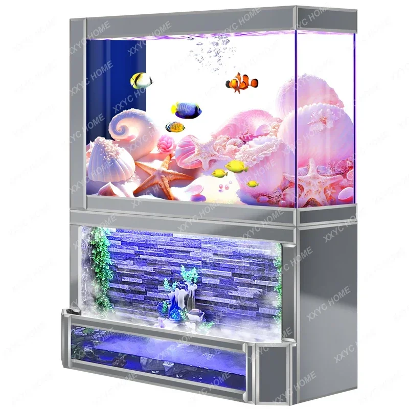 New Square Water Curtain Wall Fish Tank Living Room Large Side Filter Change Water Ecological Circulation Filter Aquarium