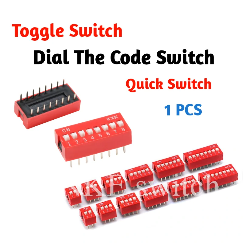 1 PCS/Lot DIP Switch Coding Toggle Switch Spacing 2.54MM DIP Dial The Code Switch 1 2 3 4 5 6 7 8 9 10 12 PIN Quick Switch