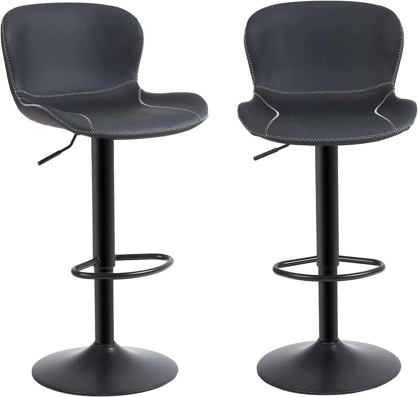 PU Leather Counter Altura Barstools com costas, cadeiras giratórias ajustáveis Bar, cozinha moderna sem braços, Isla, conjunto de 2