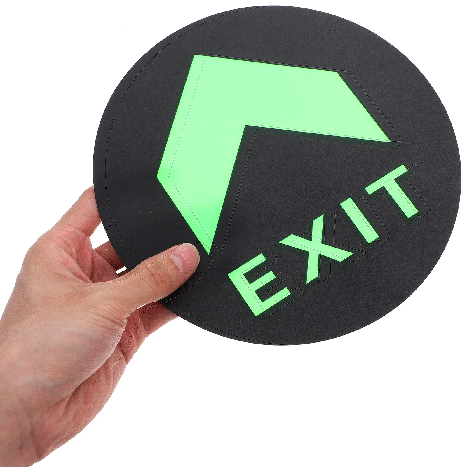 

5pcs Night Glow Exit Signs 19 5x19 5cm Round Stickers for Mall Evacuation Safety Decals Glow Dark Warning Signs