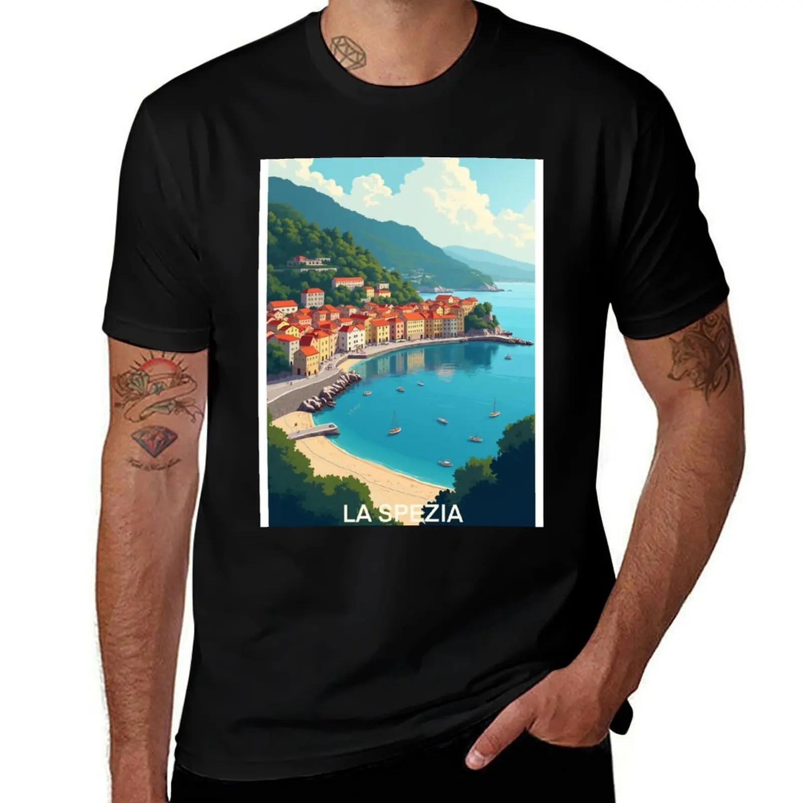 Постер с путешествиями La Spezia, идеальный подарок для любителей путешествий, настенное искусство в винтажном стиле, итальянское настенное искусство для домашнего декора, футболка La Постер с путешествиями La Spezia, идеальный подарок для любителей путешествий, настенное искусство в винтажном стиле, итальянское настенное искусство для домашнего декора, футболка La