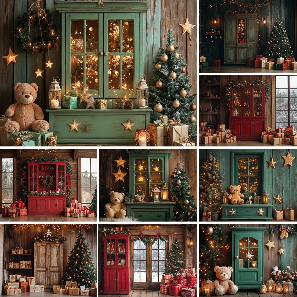 

Photography Backdrop Toy Bear Store Christmas Decoration Children's Xmas Holiday Portrait Backgrounds For Photographs