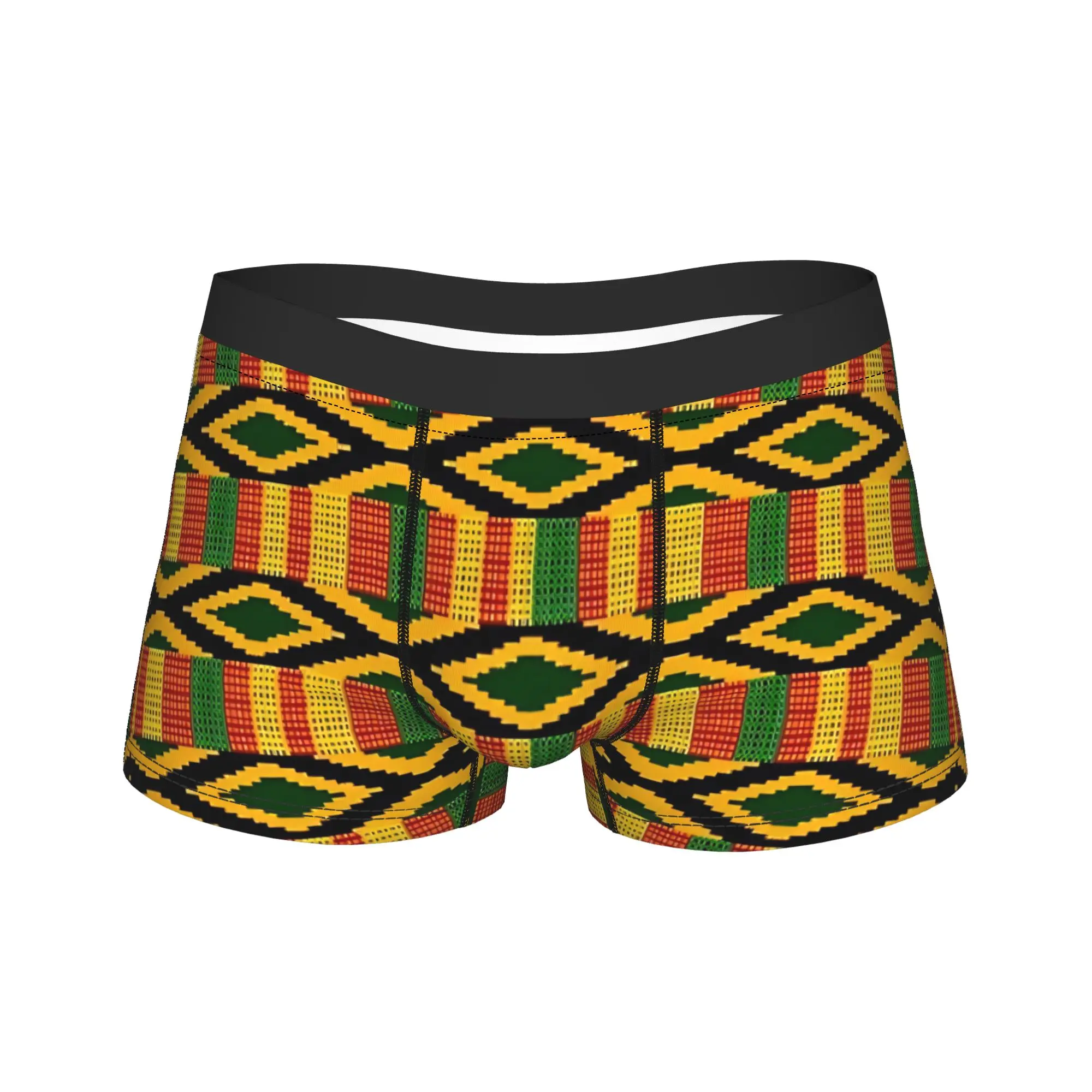 African Pattern Authentic Kente Cloth Underwear Men Panties Printing Comfortable Boxershorts High Quality Boxer Brief Plus Size