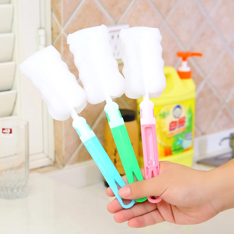 

Rainbow Sponge Brush Water Bottle Cup Mug Glass Washing Sponge Cleaning Brush Scrubber with Handle Cleaning Utensils