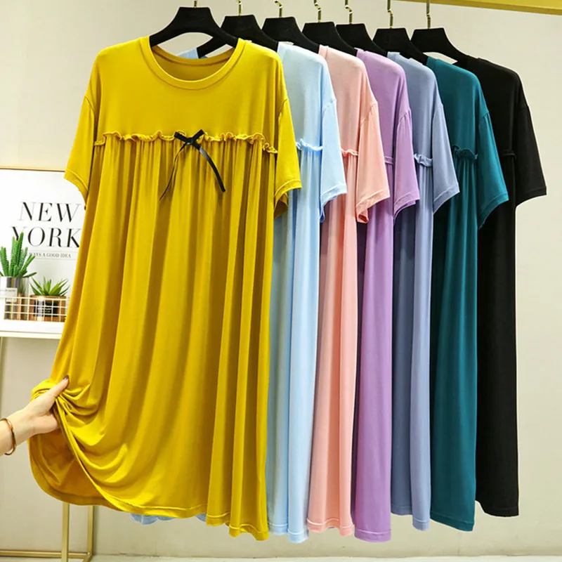 Casual Vestido Mujer Cotton Night Wears For Women Dress New Short Sleeve Loose Nightgowns Female Summer Sleepwear Nightshirt